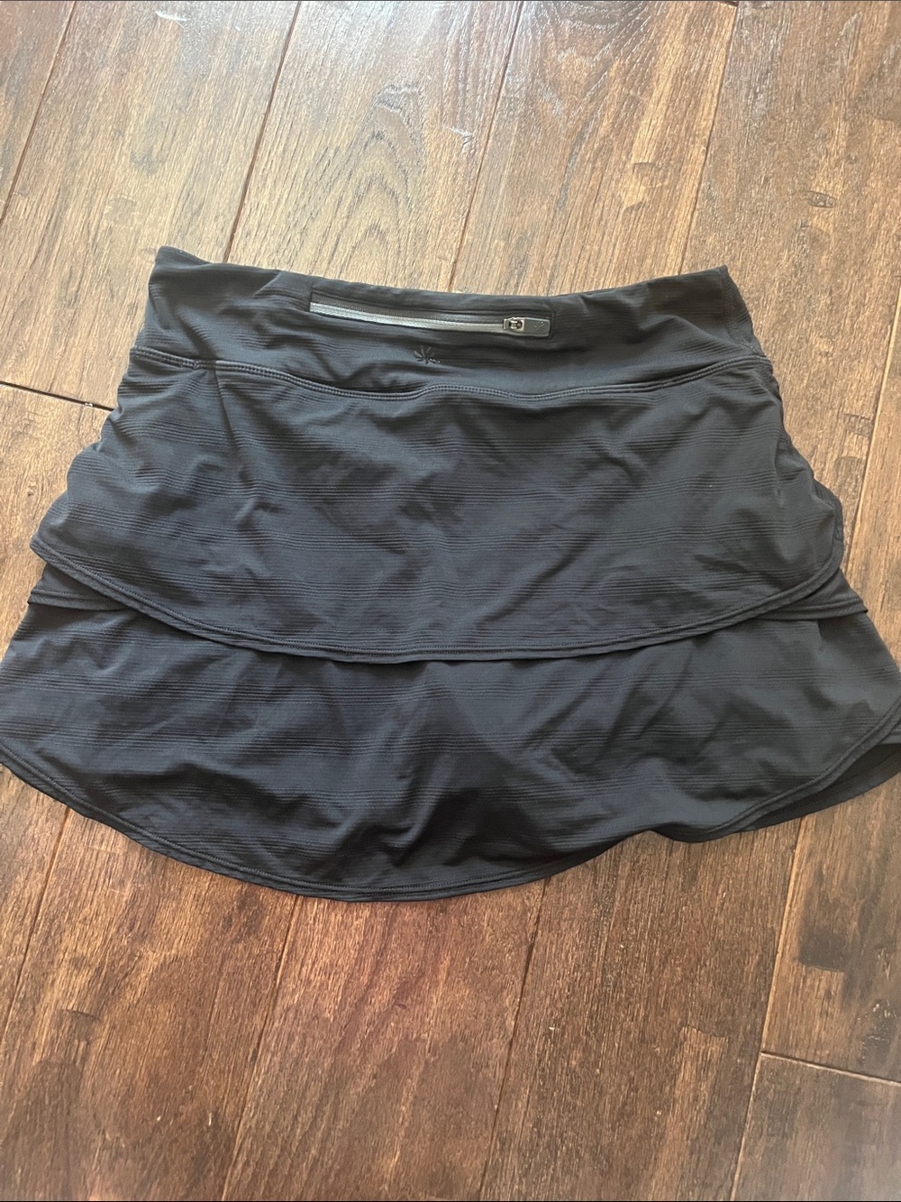 Athleta Black Athletic Layered Skort with Zip Pocket